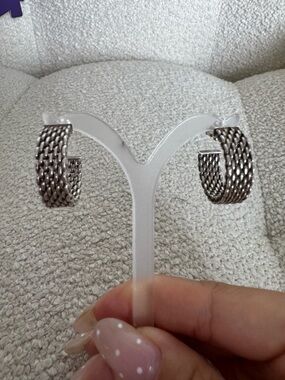 Tiffany & Co Somerset Mesh Hoop Earrings Sterling Silver 925 Wide Hoops